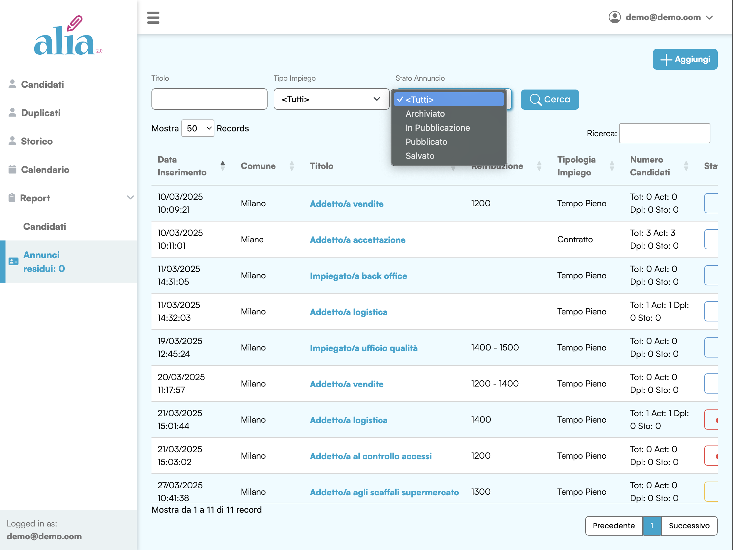 Alia - Gestione Colloqui