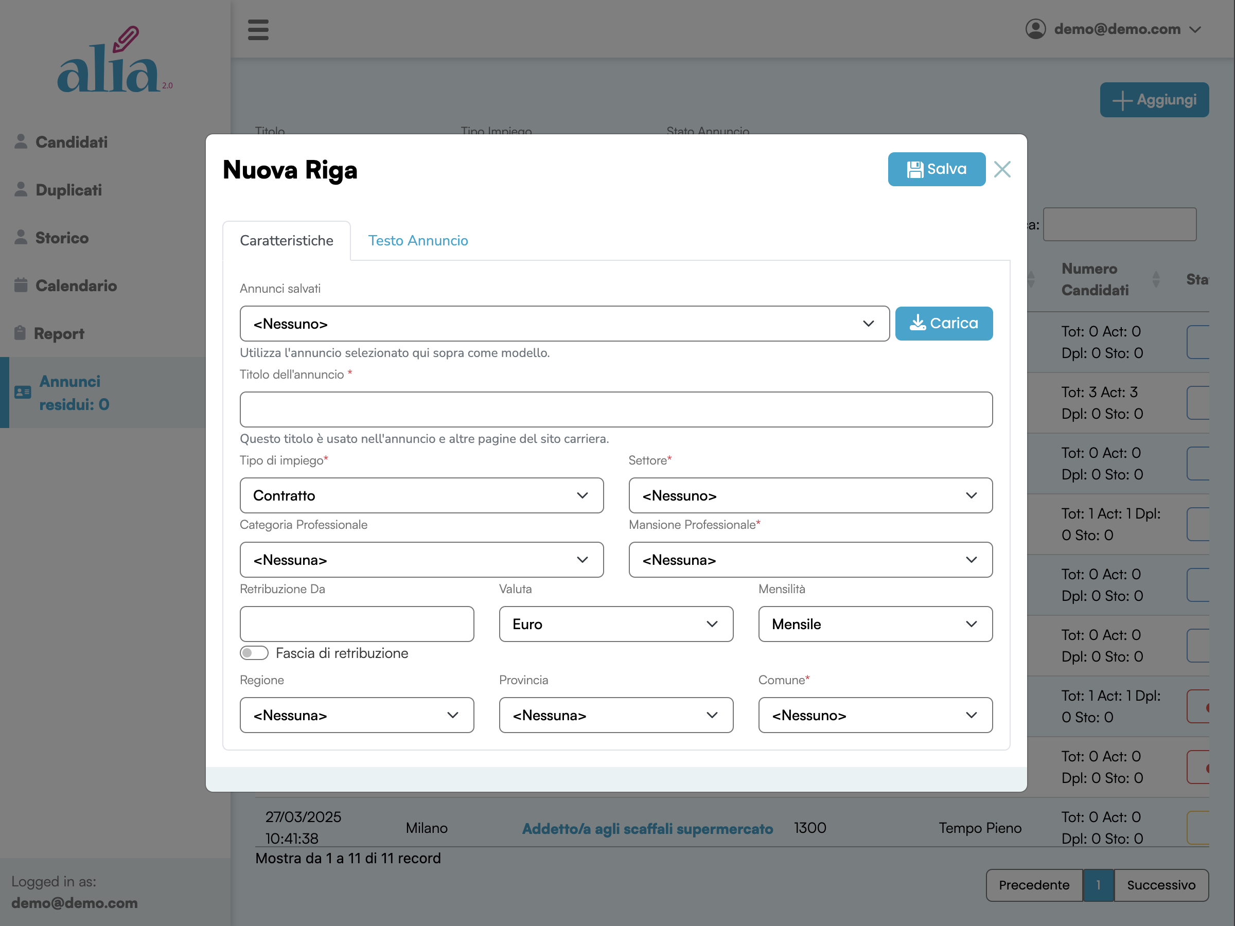 Alia - Analisi e Statistiche